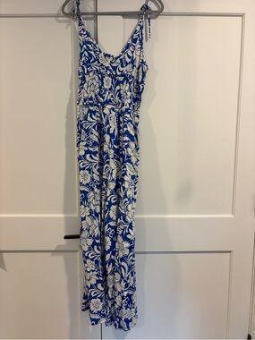 Blue and White Floral Jumpsuit